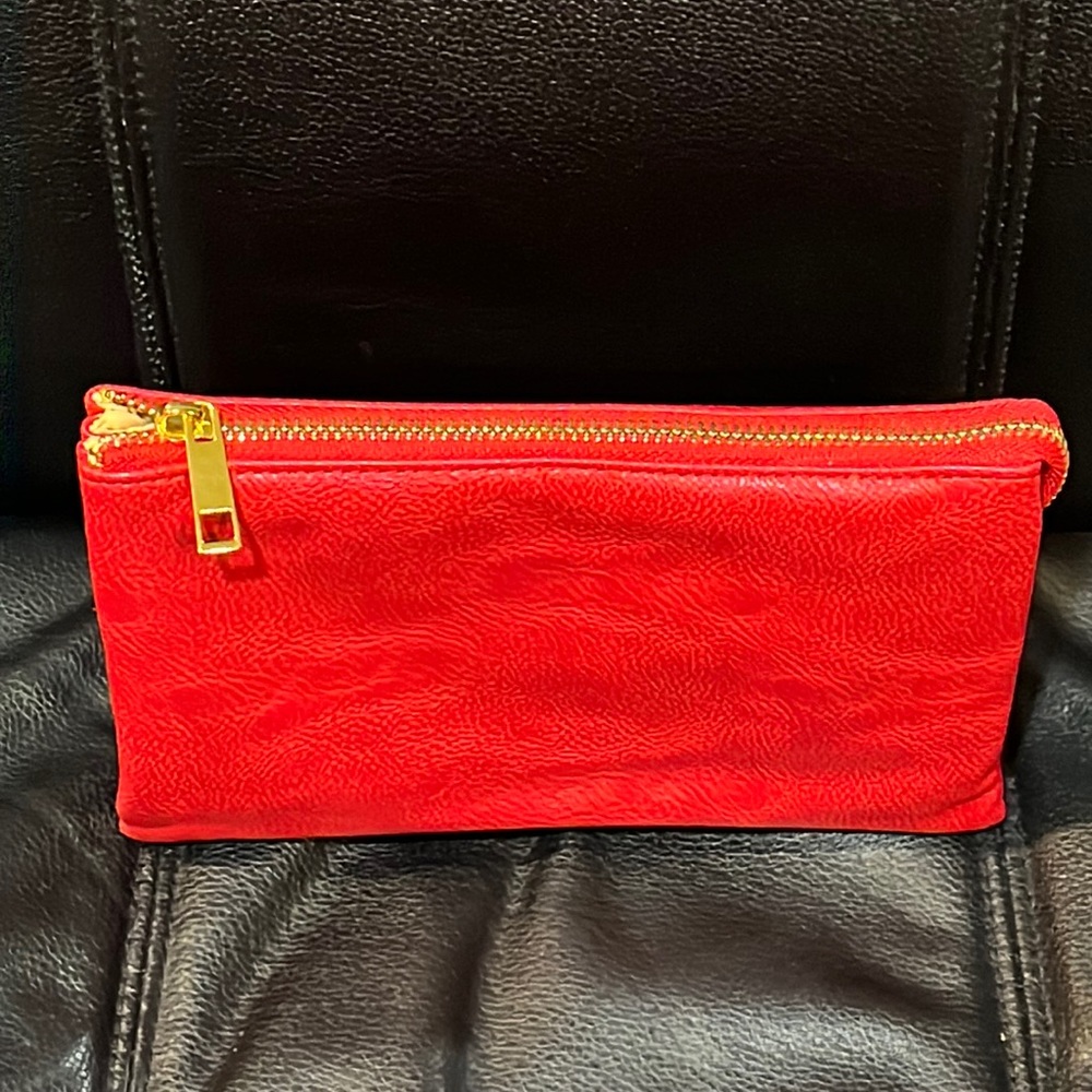 Ahdorned Leatherette Crossbody Bag / Purse / Wallet Red Brand New No Tags